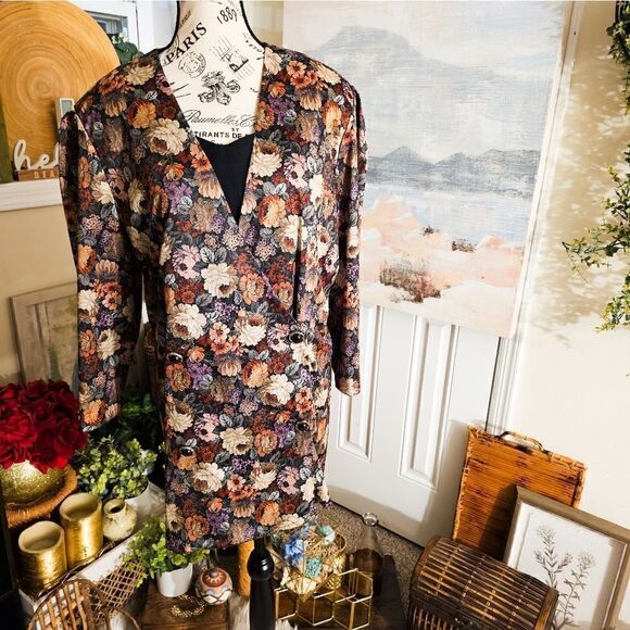 Vtg Gilberti Floral Design Blazer Jacket Sz 22w - Picture 3 of 15